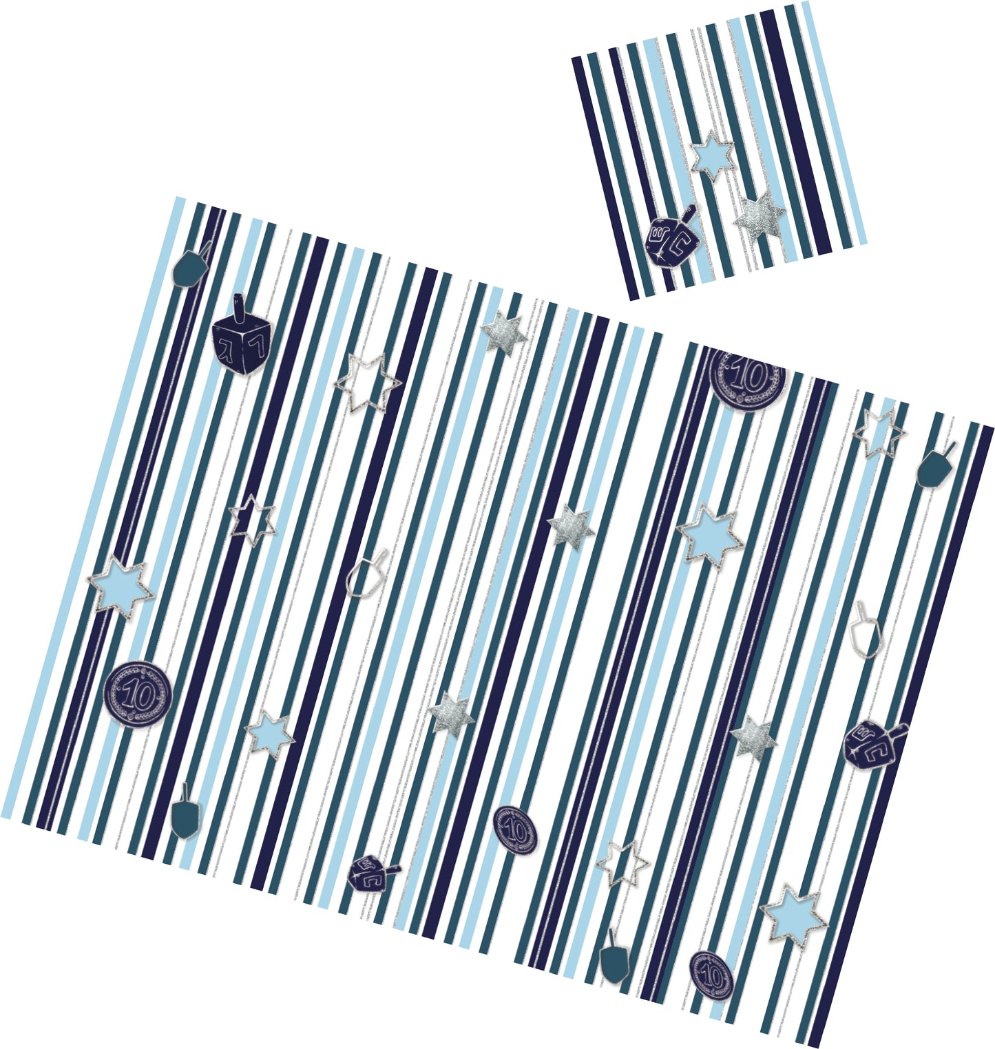 Hanukkah Stripes Paper Placemat — Set of 12 with Matching Coasters