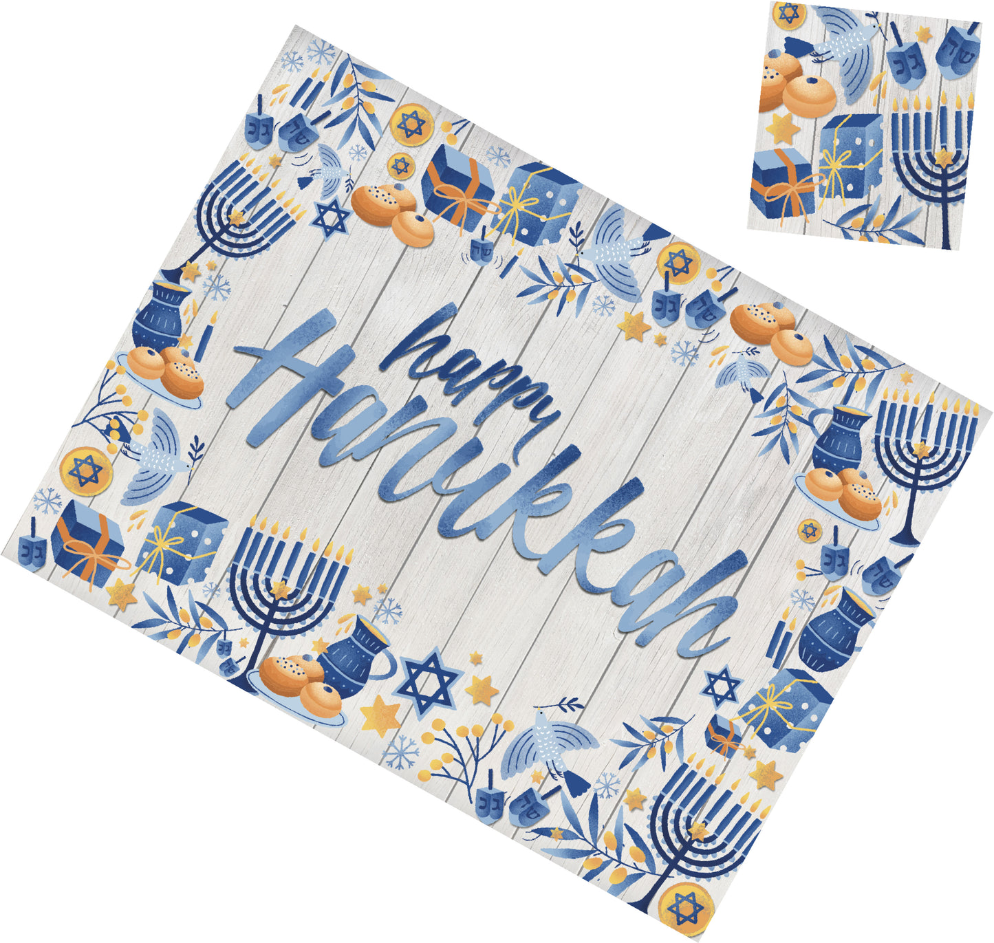 Happy Hanukkah Paper Placemat — Set of 12 with Matching Coasters
