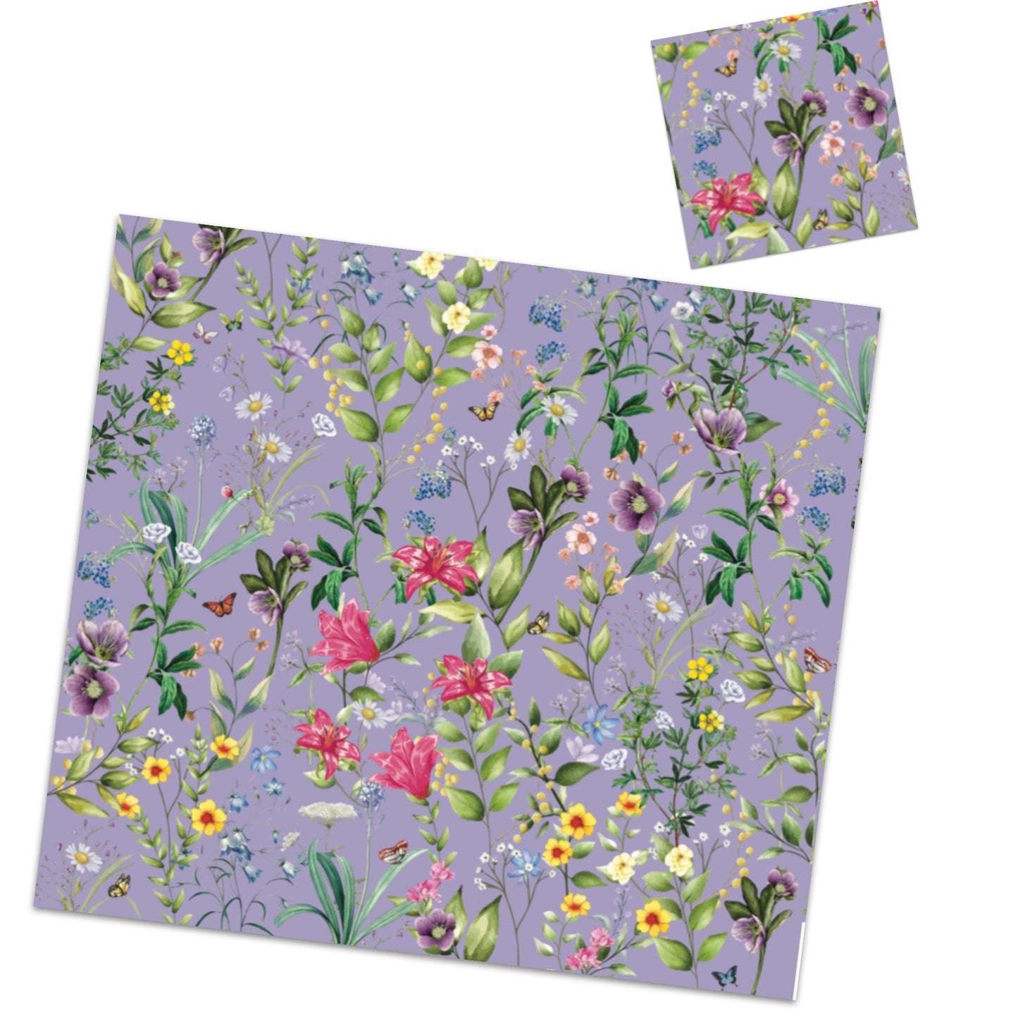 Spring Bloom Paper Placemat — Set of 12 with Matching Coasters | Yellow & Purple