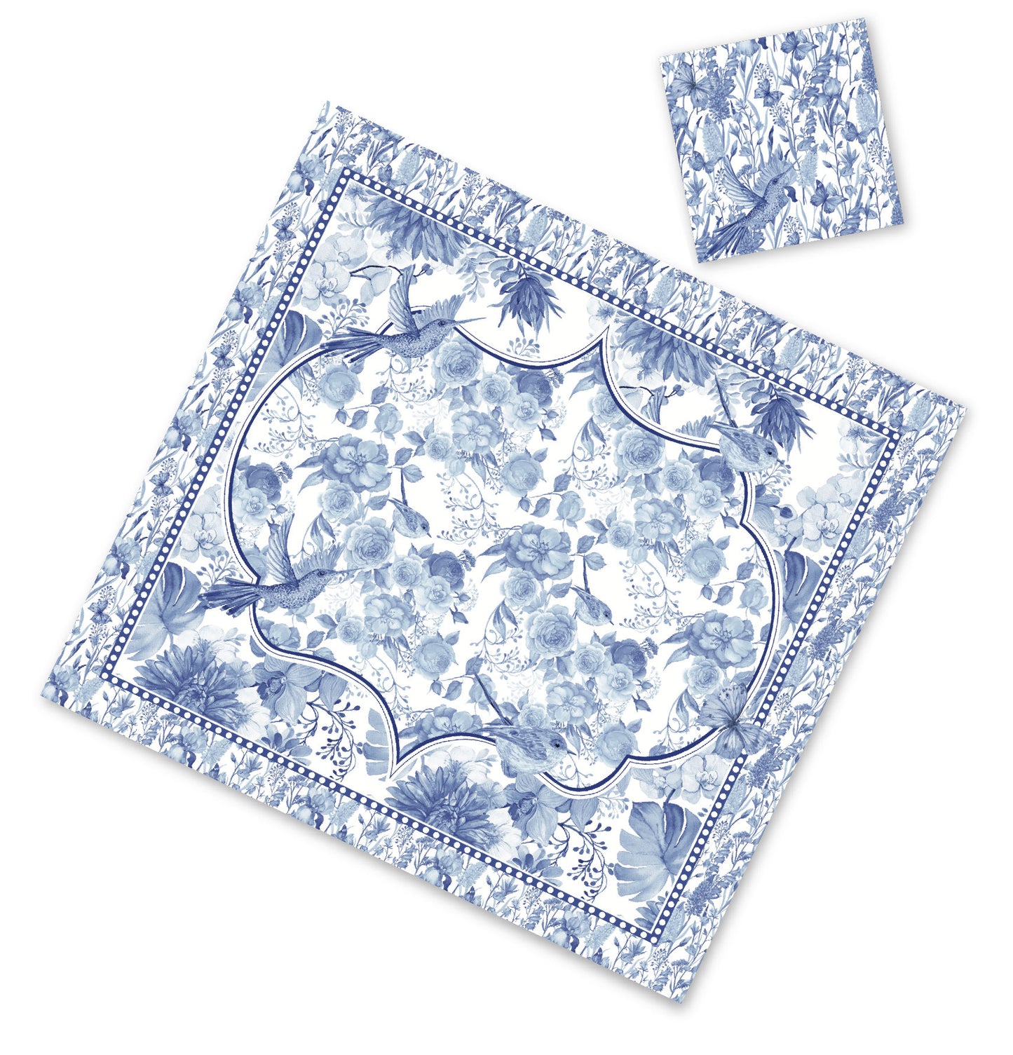 Blue Toile Paper Placemat — Set of 12 with Matching Coasters