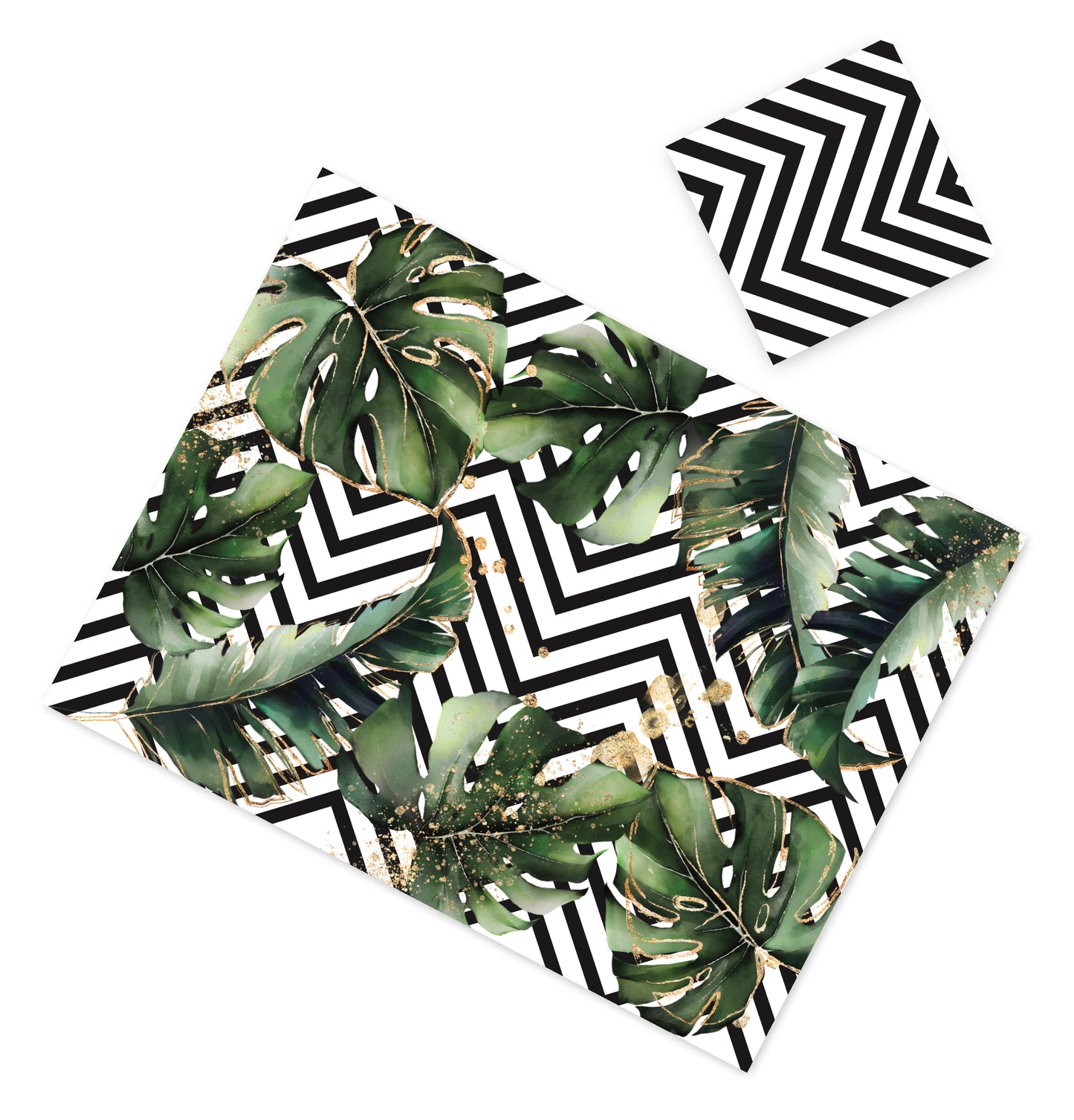 Tropical Chevron Paper Placemat — Set of 12 with Matching Coaster