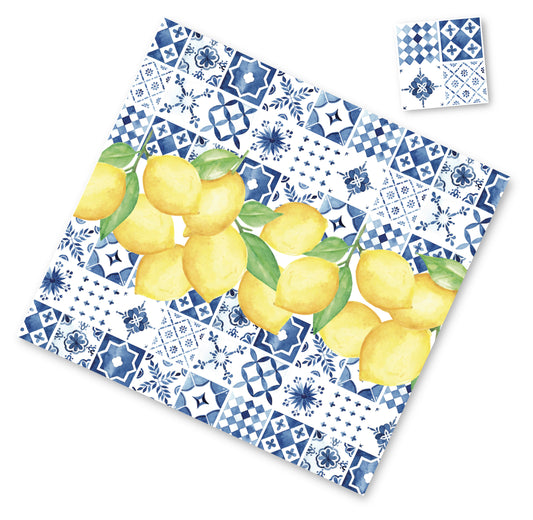 ITALIAN TILES WITH LEMONS PAPER PLACEMAT