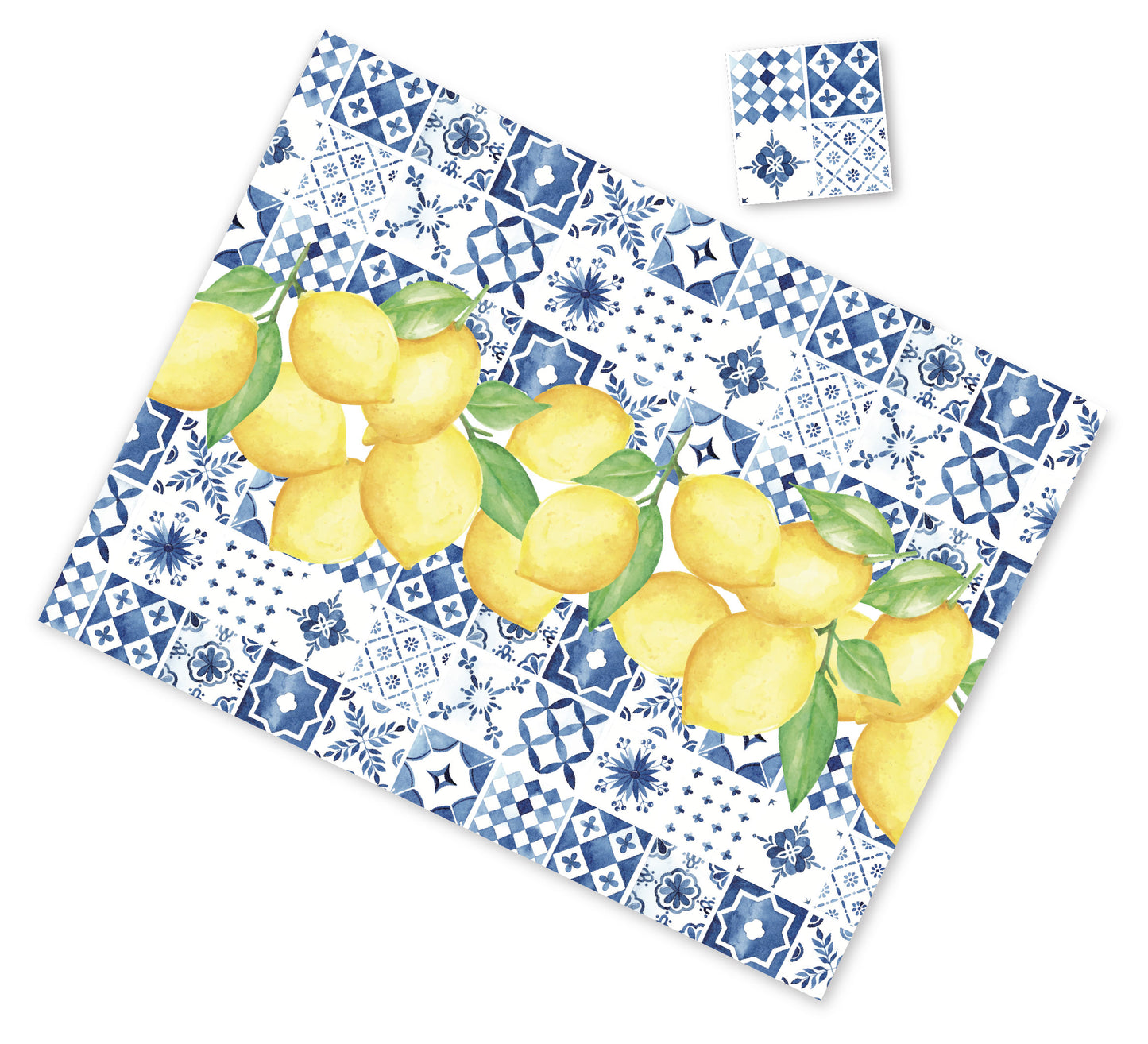 Amalfi Lemon Paper Placemat — Set of 12 with Matching Coasters