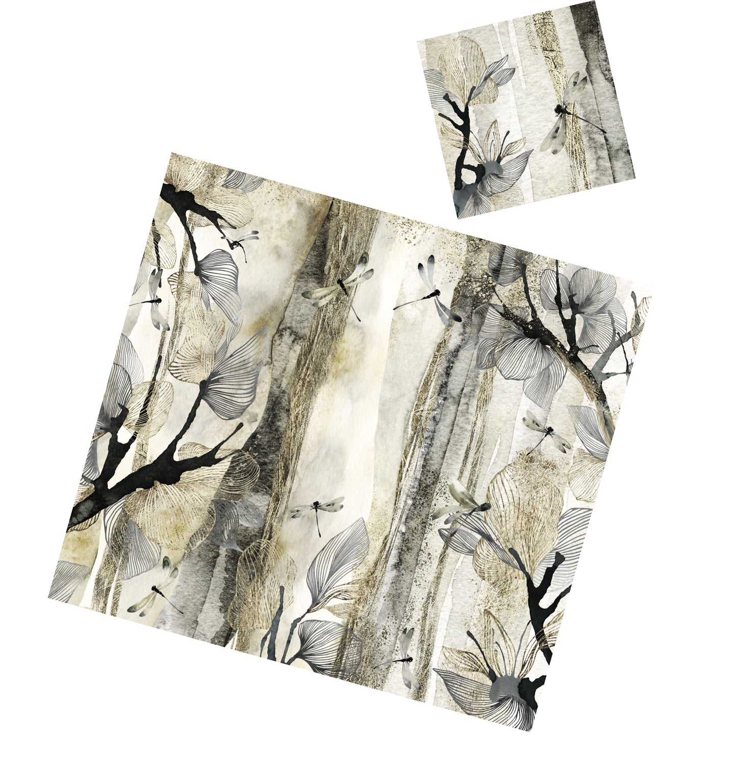 Zen Dragonfly Paper Placemat — Set of 12 with Matching Coasters
