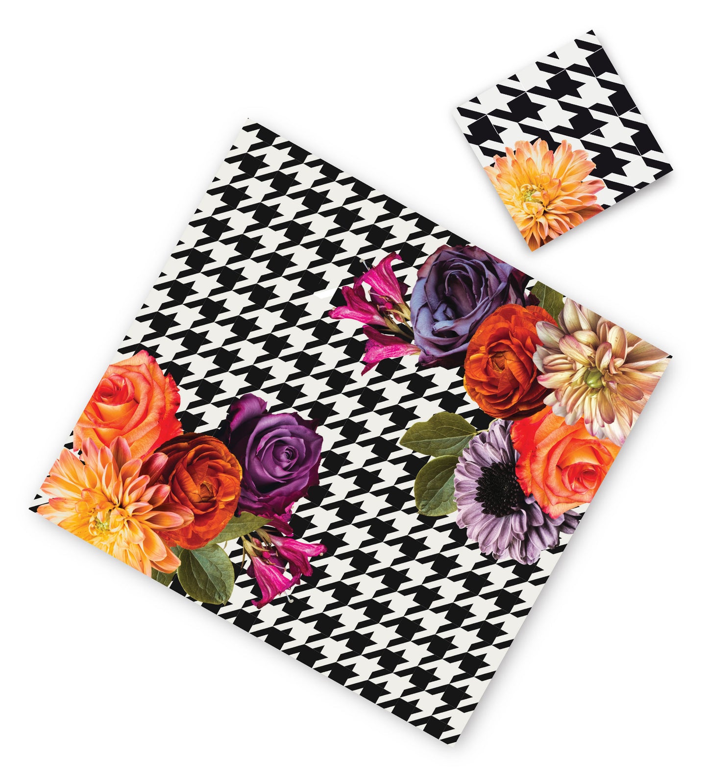 Houndstooth Floral Paper Placemat