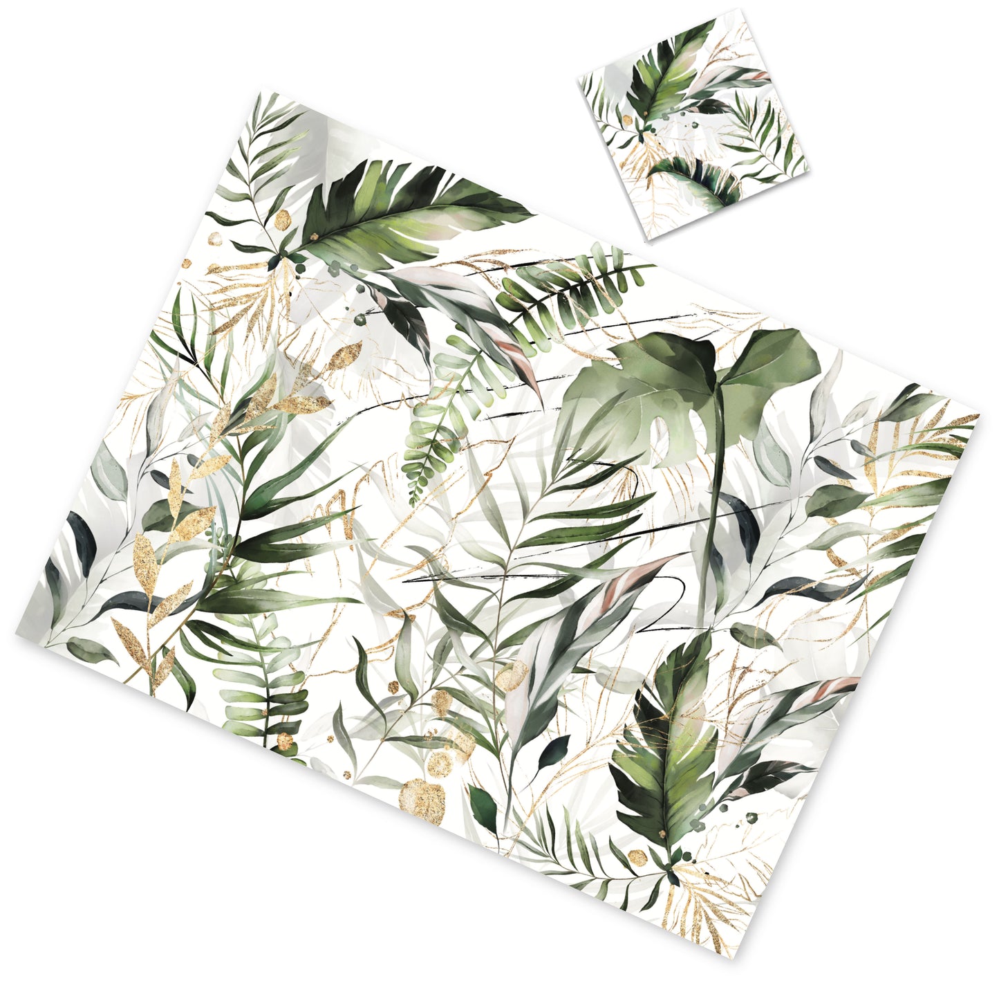 Tropical Palm Paper Placemat — Set of 12 with Matching Coasters