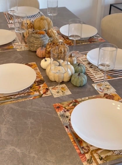 Thankful Harvest Paper Placemat — Set of 12 with Matching Coasters