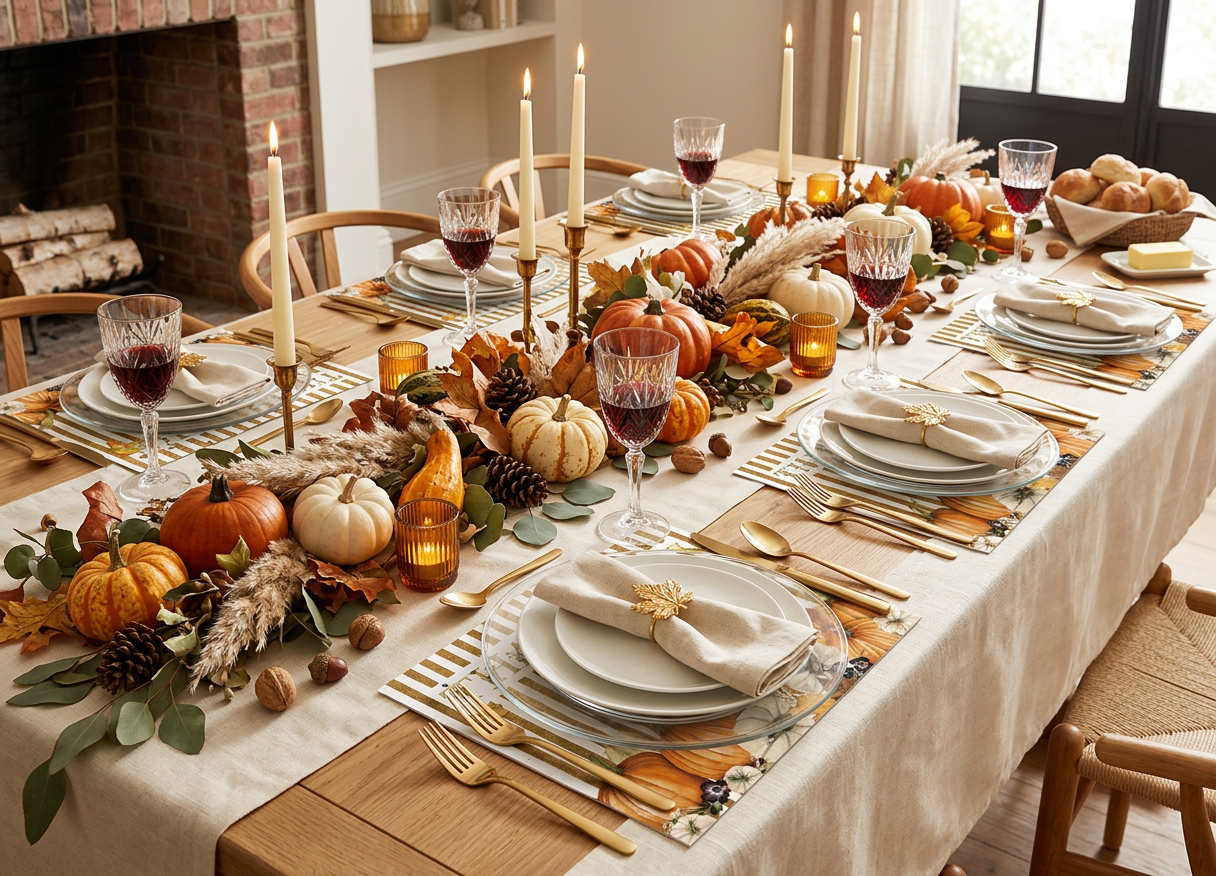Thankful Harvest Paper Placemat — Set of 12 with Matching Coasters
