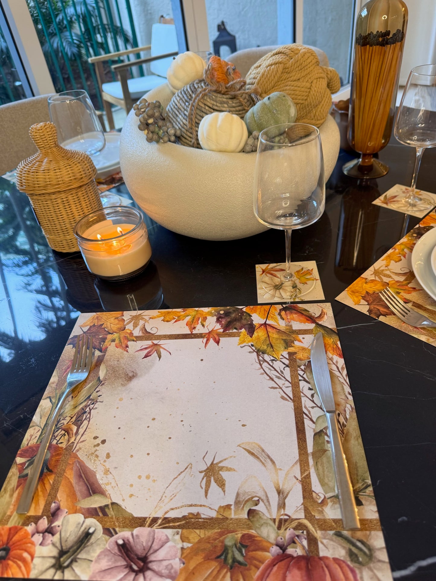 Thanksgiving Paper Placemat — Set of 12 with Matching Coasters