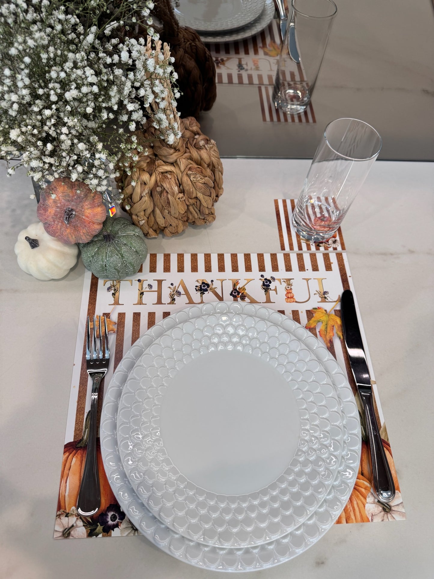 Thankful Harvest Paper Placemat — Set of 12 with Matching Coasters