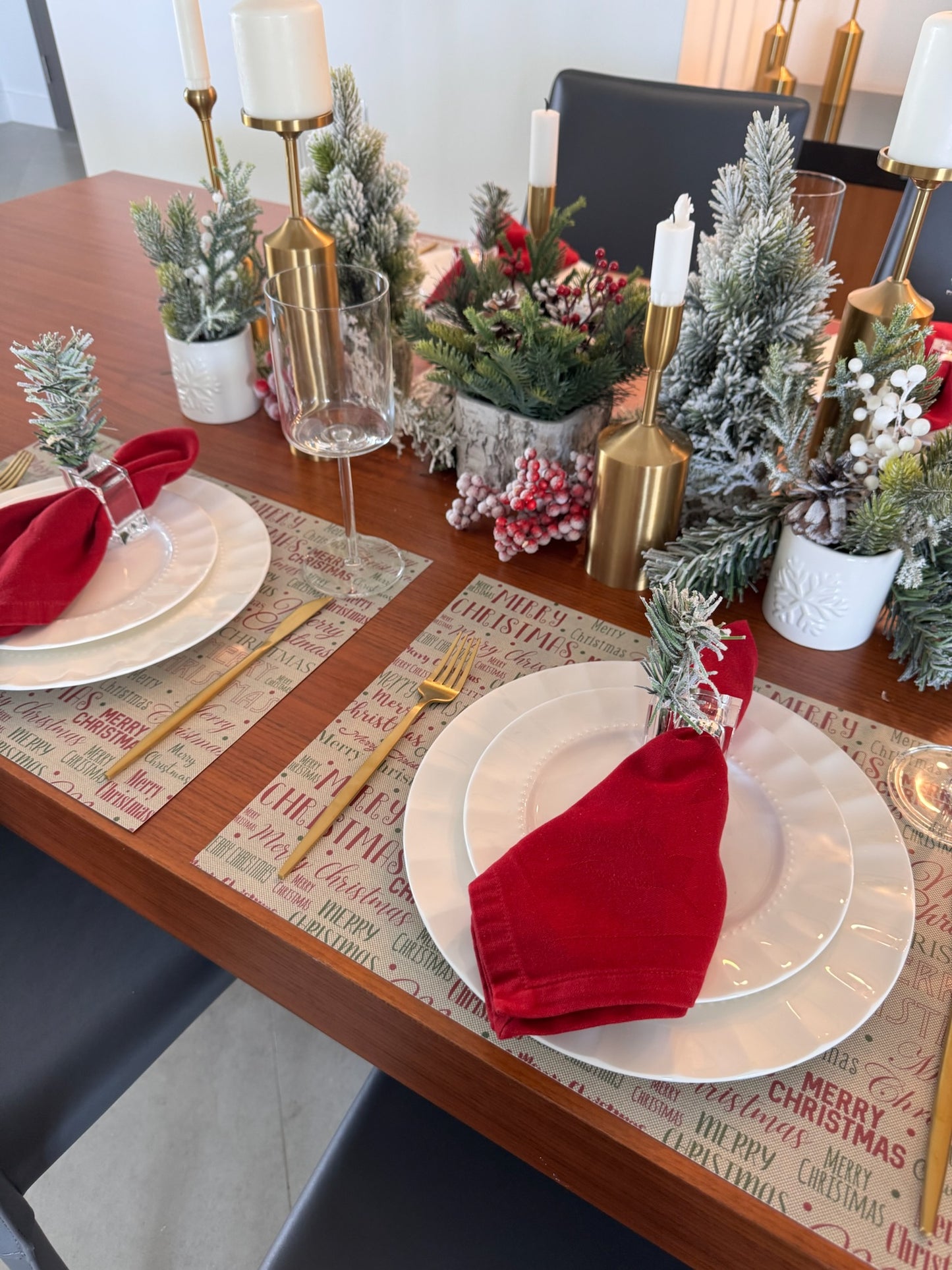 Merry christmas Paper Placemat — Set of 12 with Matching Coasters | Typography Design