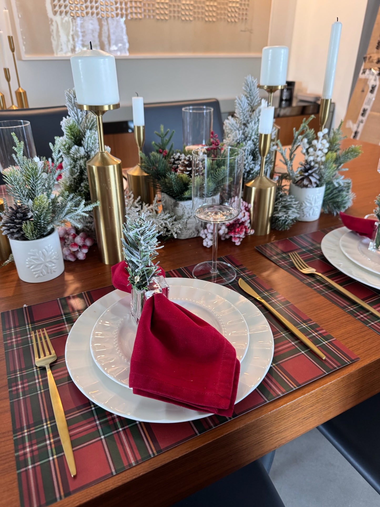 Christmas Plaid Paper Placemat — Set of 12 with Matching Coasters