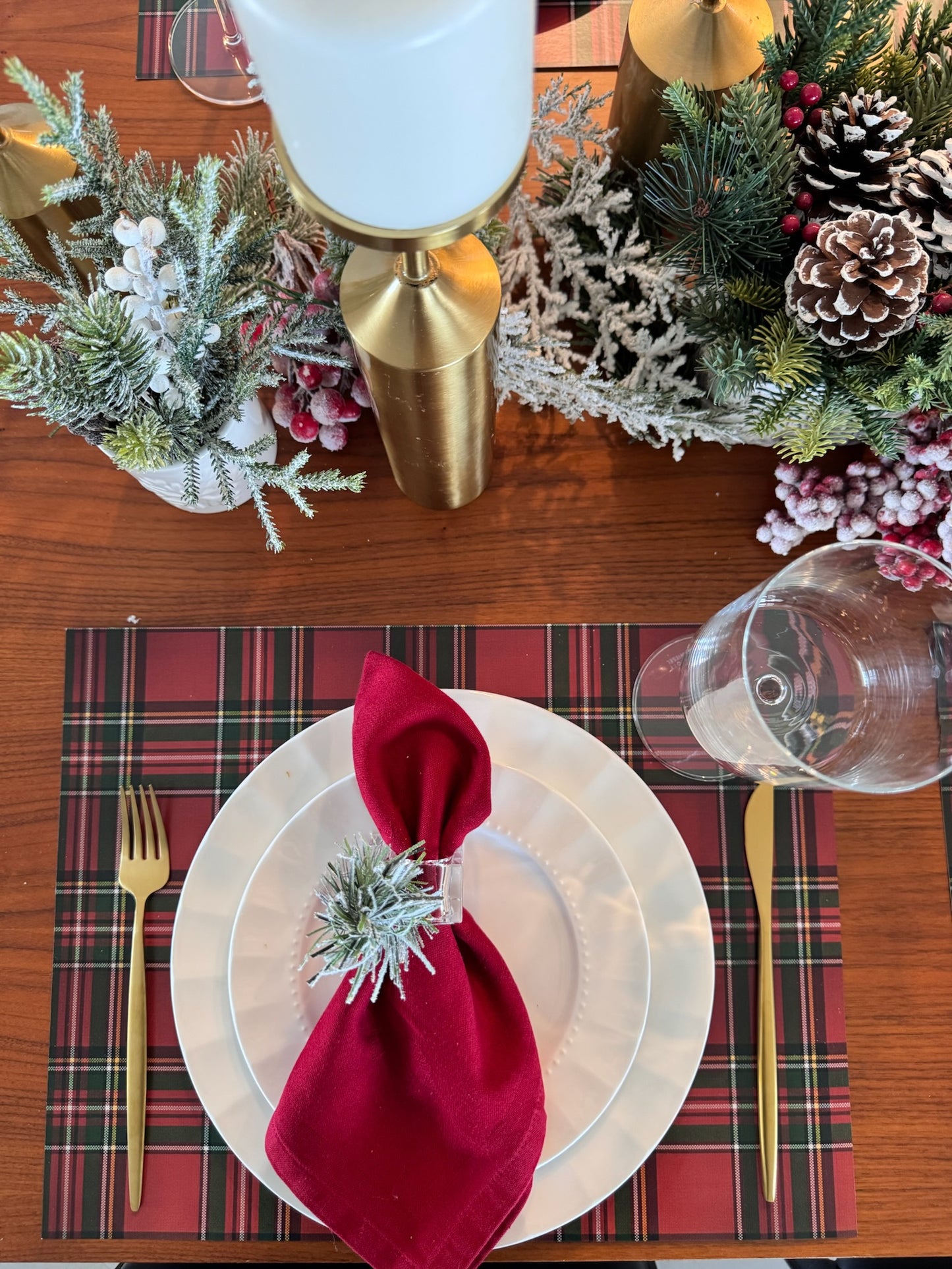 Christmas Plaid Paper Placemat — Set of 12 with Matching Coasters