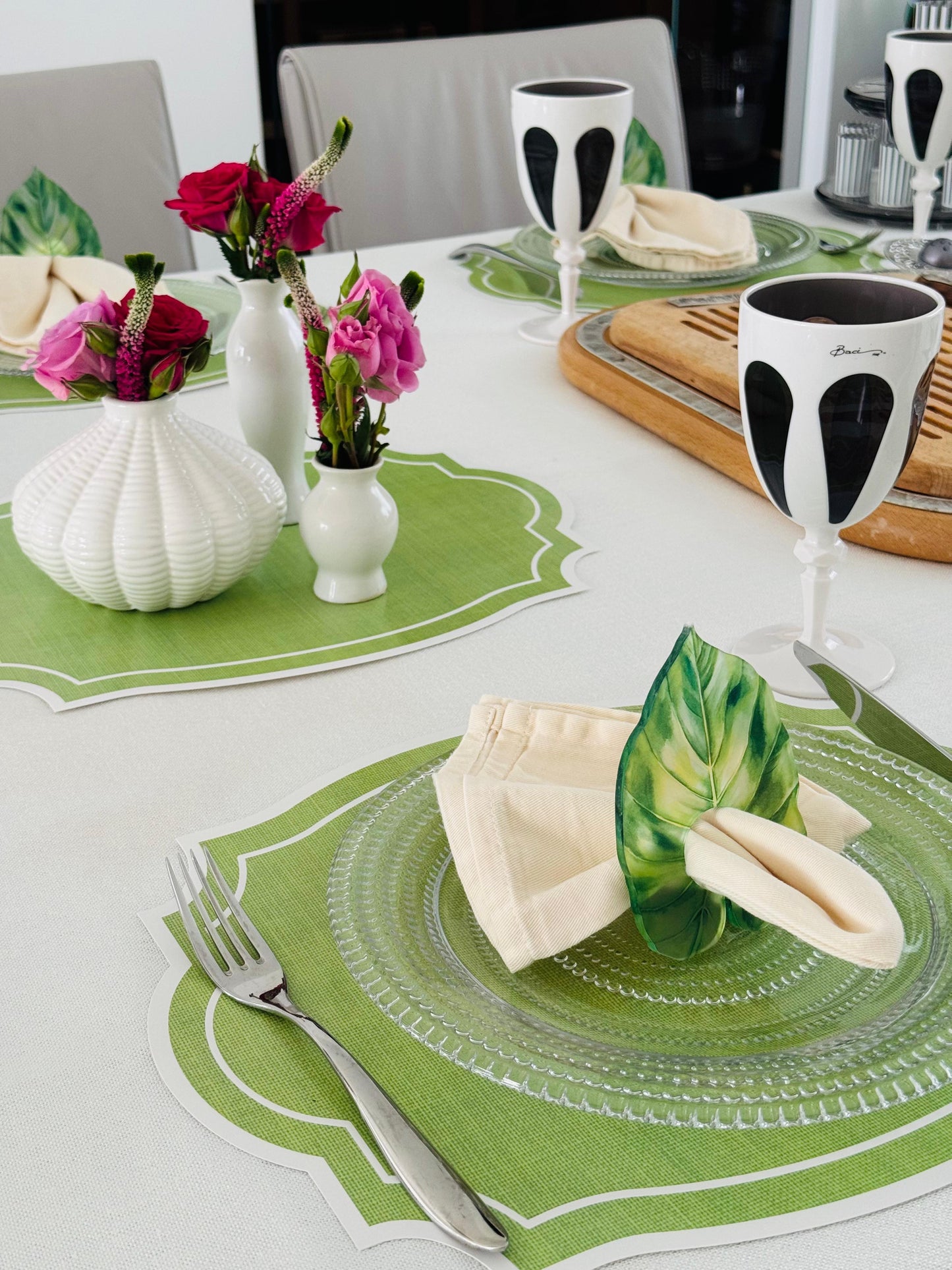VINTAGE FRAME GREEN BURLAP TEXTURE LOOK PLACEMAT