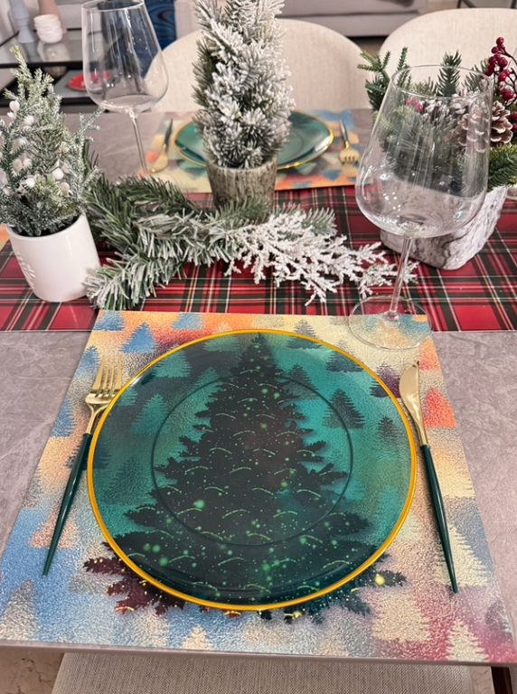 Christmas Tree Paper Placemat — Set of 12 with Matching Coasters