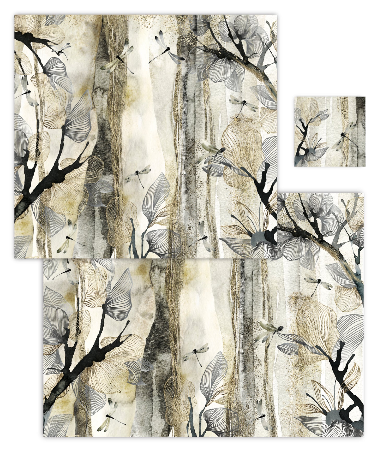 Zen Dragonfly Paper Placemat — Set of 12 with Matching Coasters
