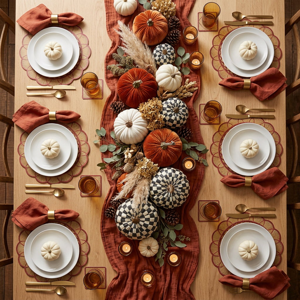 Rattan Look Round Scallop Paper Placemat — Set of 12 with Matching Coasters
