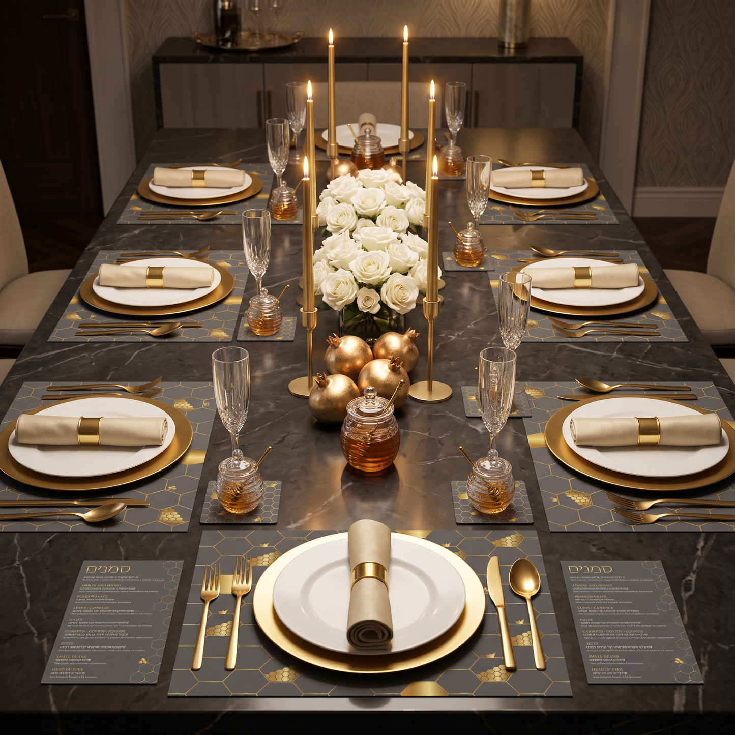 Honeycomb Paper Placemat — Set of 12 with Matching Coasters
