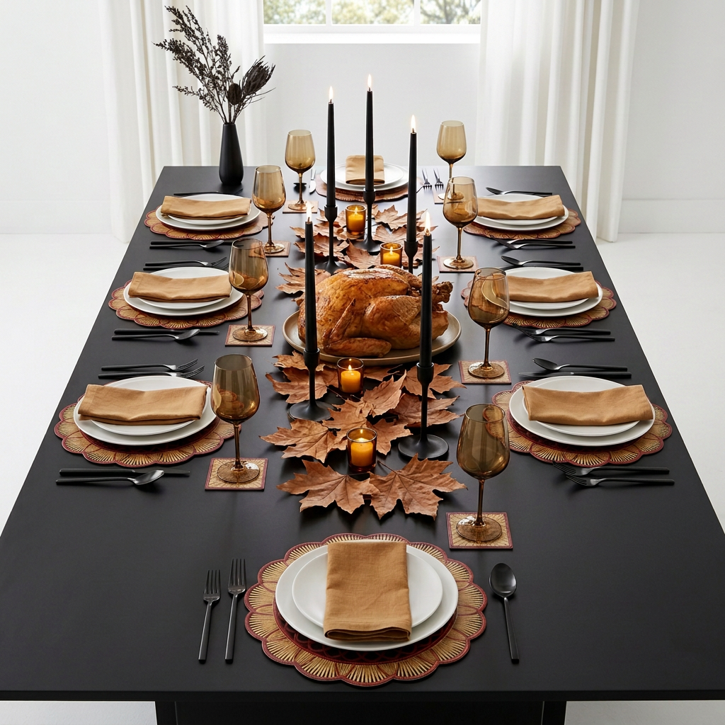 Rattan Look Round Scallop Paper Placemat — Set of 12 with Matching Coasters