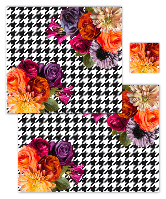 Houndstooth Floral Paper Placemat