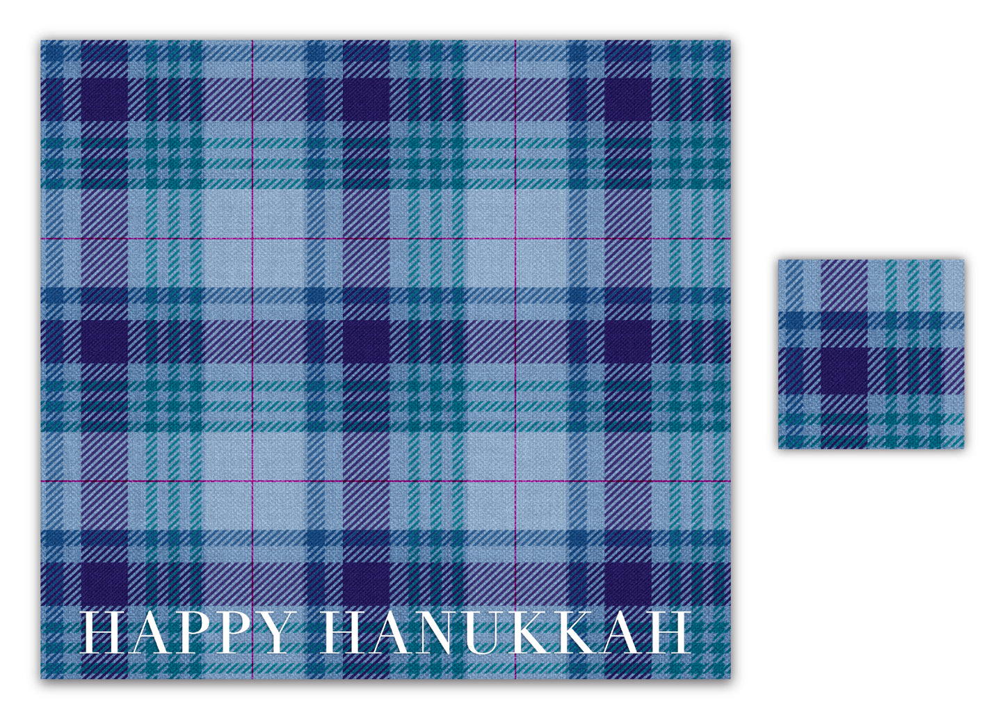 Hanukkah Plaid Paper Placemat — Set of 12 with Matching Coasters