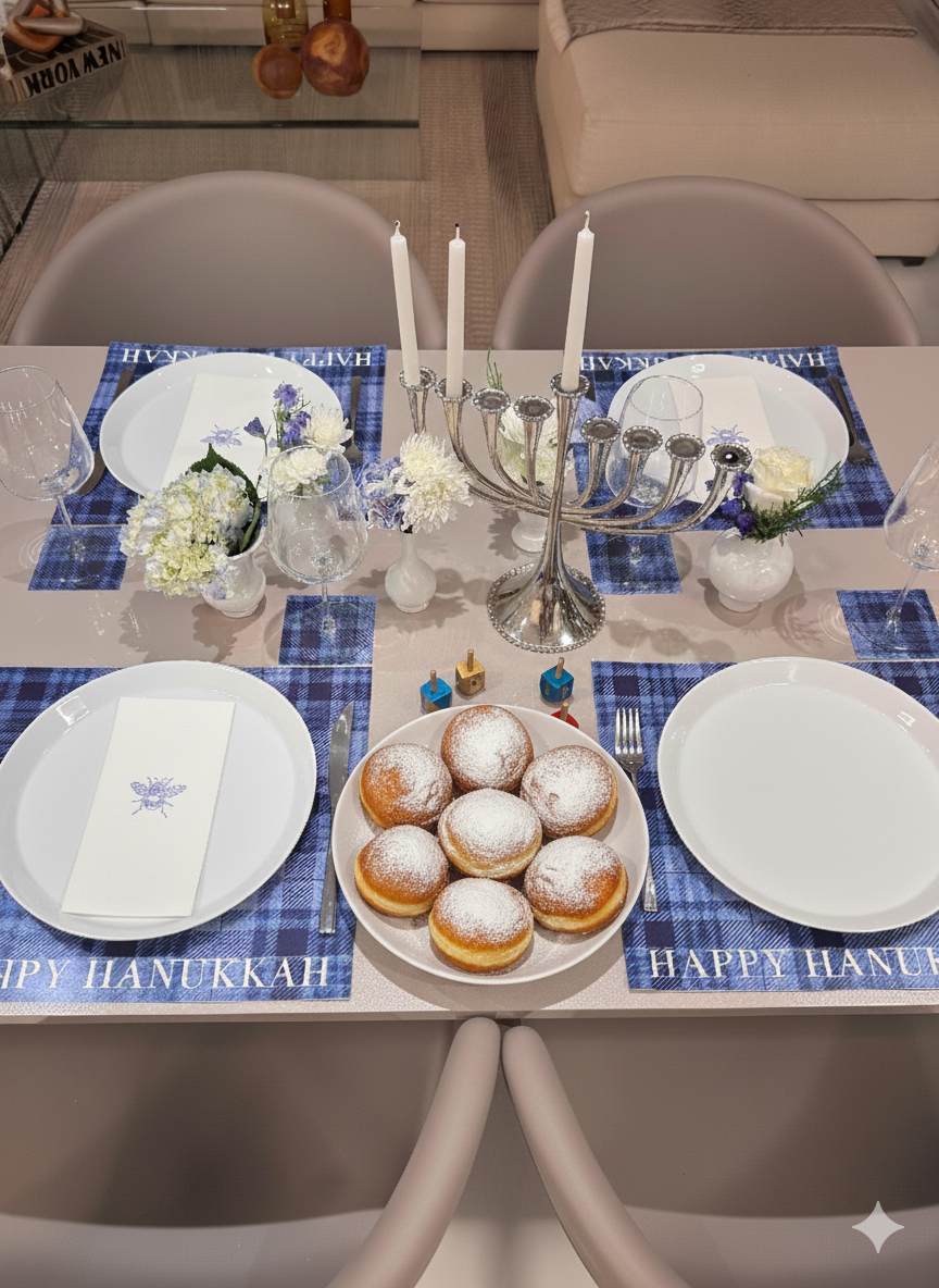 HANNUKAH PLAID PAPER PLACEMAT