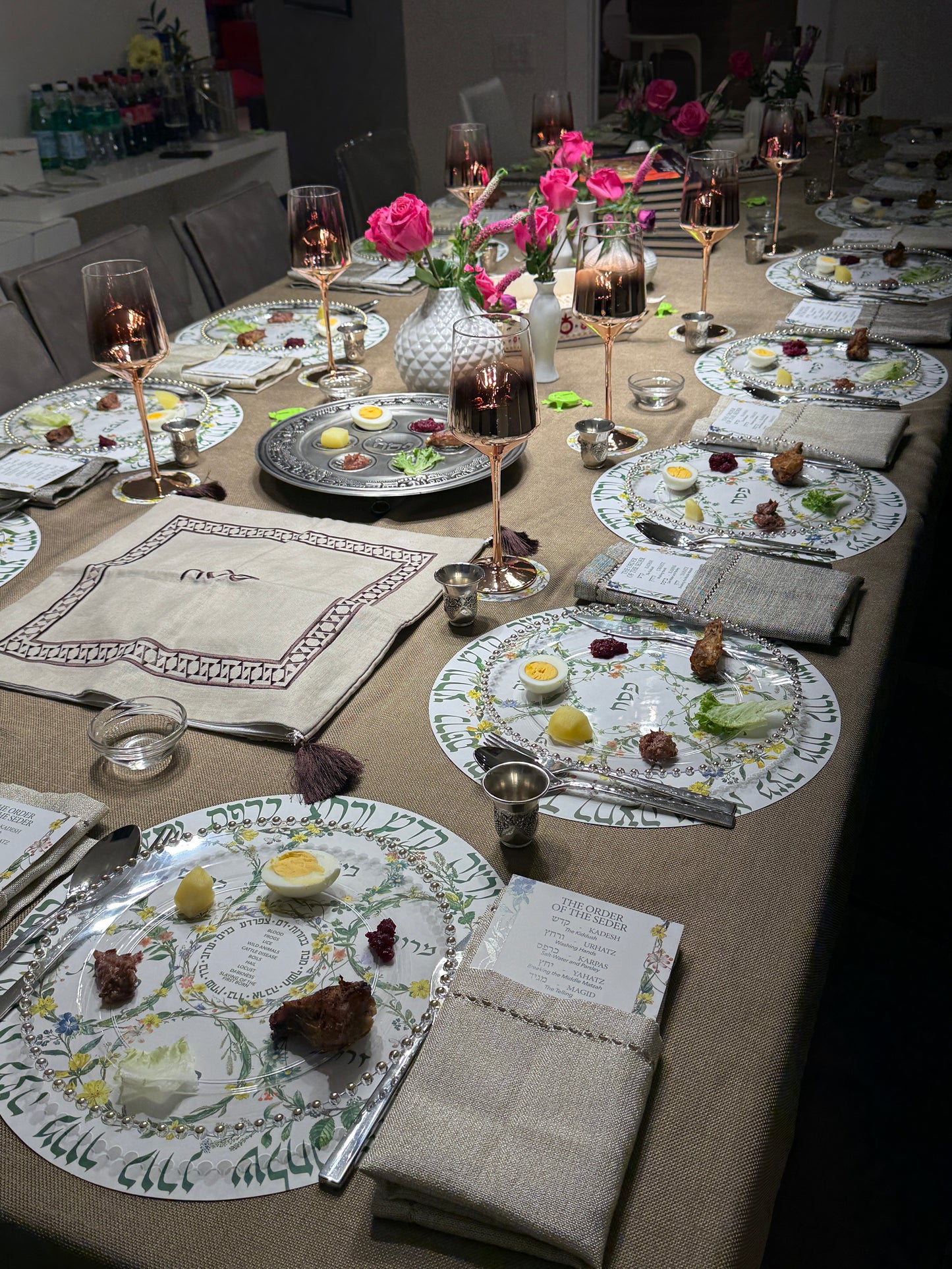 Passover Seder Plate Die-Cut Paper Placemat Set — 12 Placemats, Coasters & Seder Order Cards