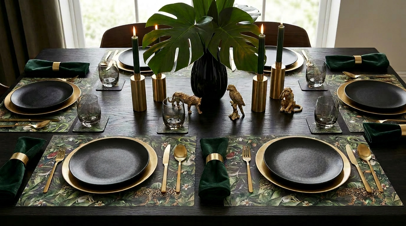 Jungle Life Paper Placemat — Set of 12 with Matching Coasters