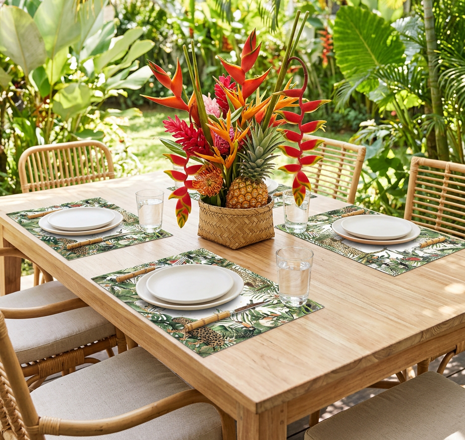 Jungle Life Paper Placemat — Set of 12 with Matching Coasters
