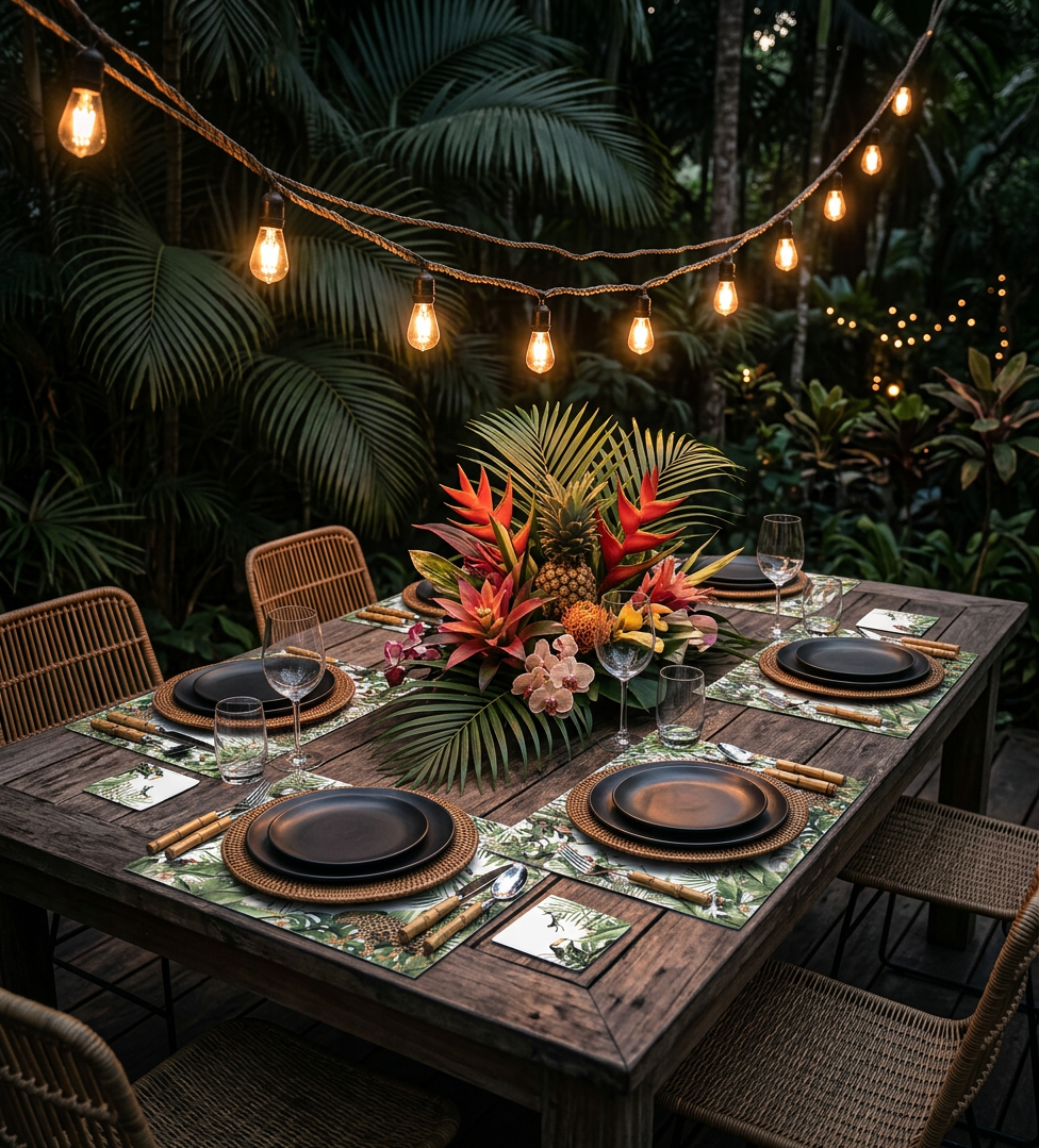 Jungle Life Paper Placemat — Set of 12 with Matching Coasters