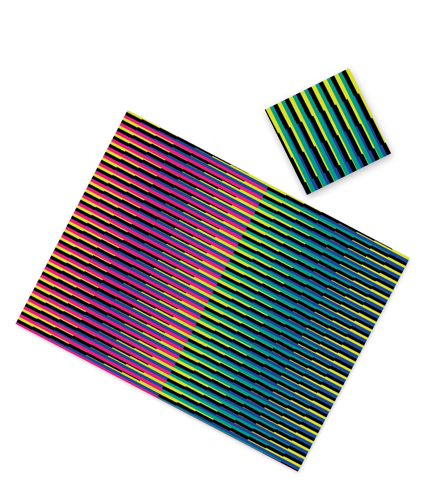 Kinetic Rainbow Stripe Paper Placemat — Set of 12 with Matching Coasters