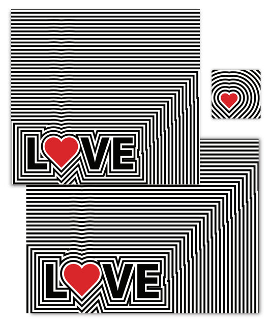 Love Heart Op-Art Paper Placemat