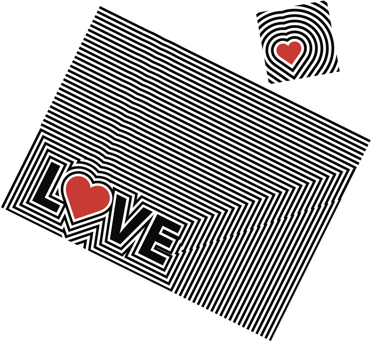 Love Heart Op-Art Paper Placemat — Set of 12 with Matching Coasters