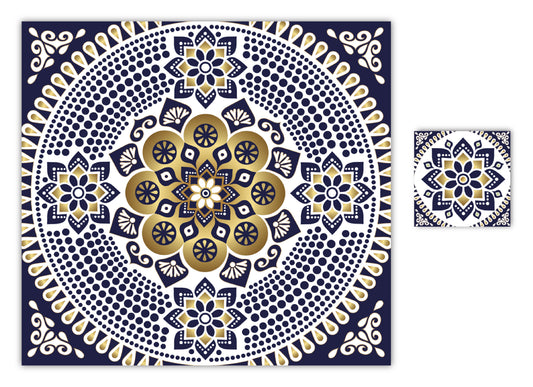 Blue and Gold Mandala Paper Placemat