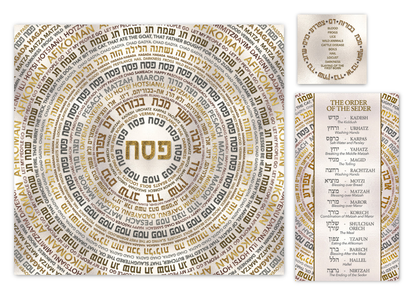 Passover Seder Placemat Set — Gold & Silver Edition