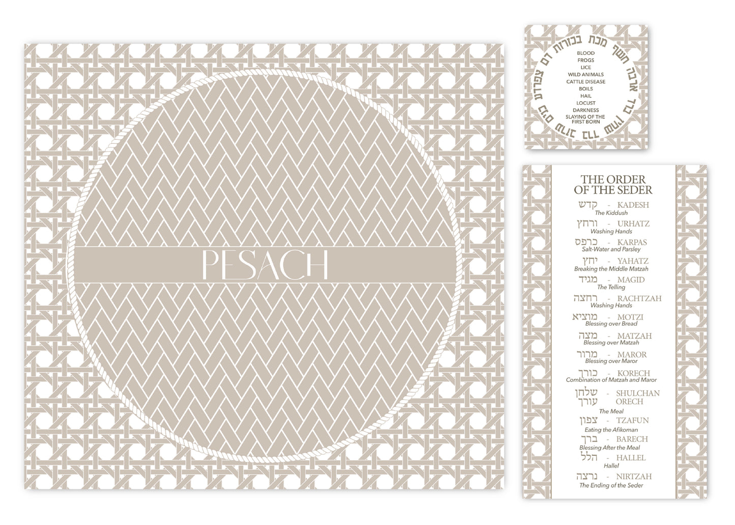 Set of 12 with Coaster & Seder Order Card