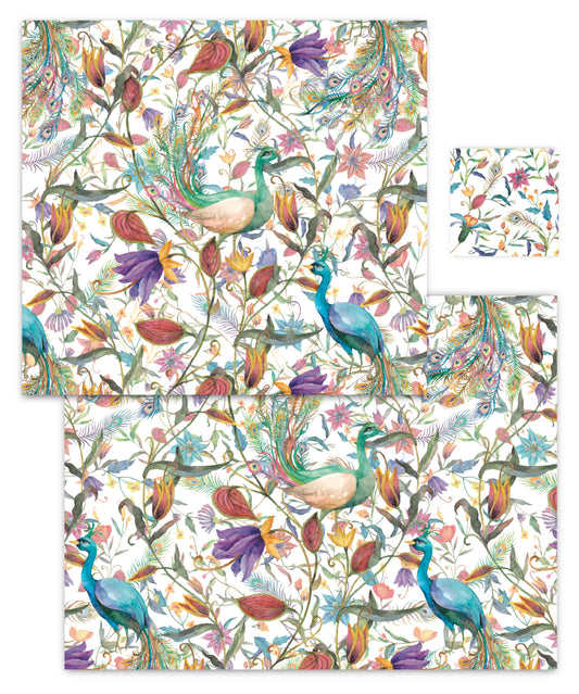 PEACOCK GARDEN PAPER PLACEMAT