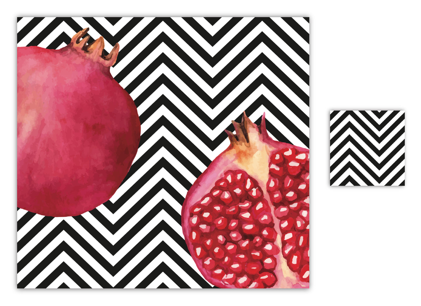 Pomegranate Chevron Paper Placemat — Set of 12 with Coasters & Simanim Cards