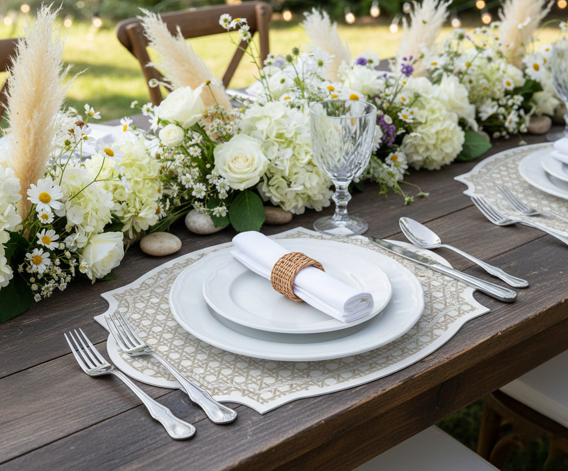 VINTAGE FRAME RATTAN TEXTURE LOOK PLACEMAT