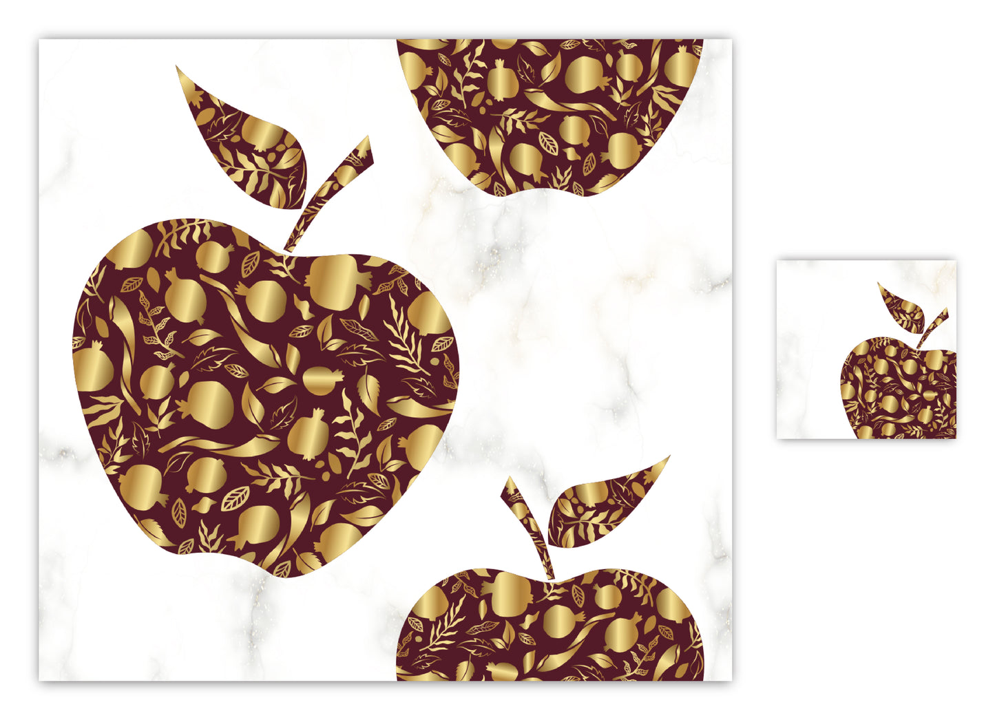 Rosh hashanah Red Apples Paper Placemat — Set of 12 with Matching Coasters