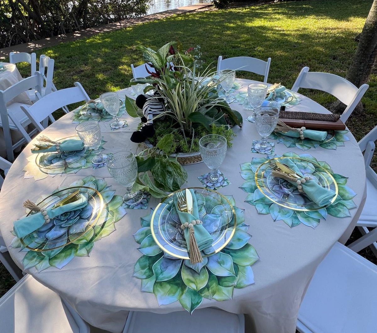 succulent paper plates Green Succulent Die-Cut Paper Placemat – CSQUAREDESIGN