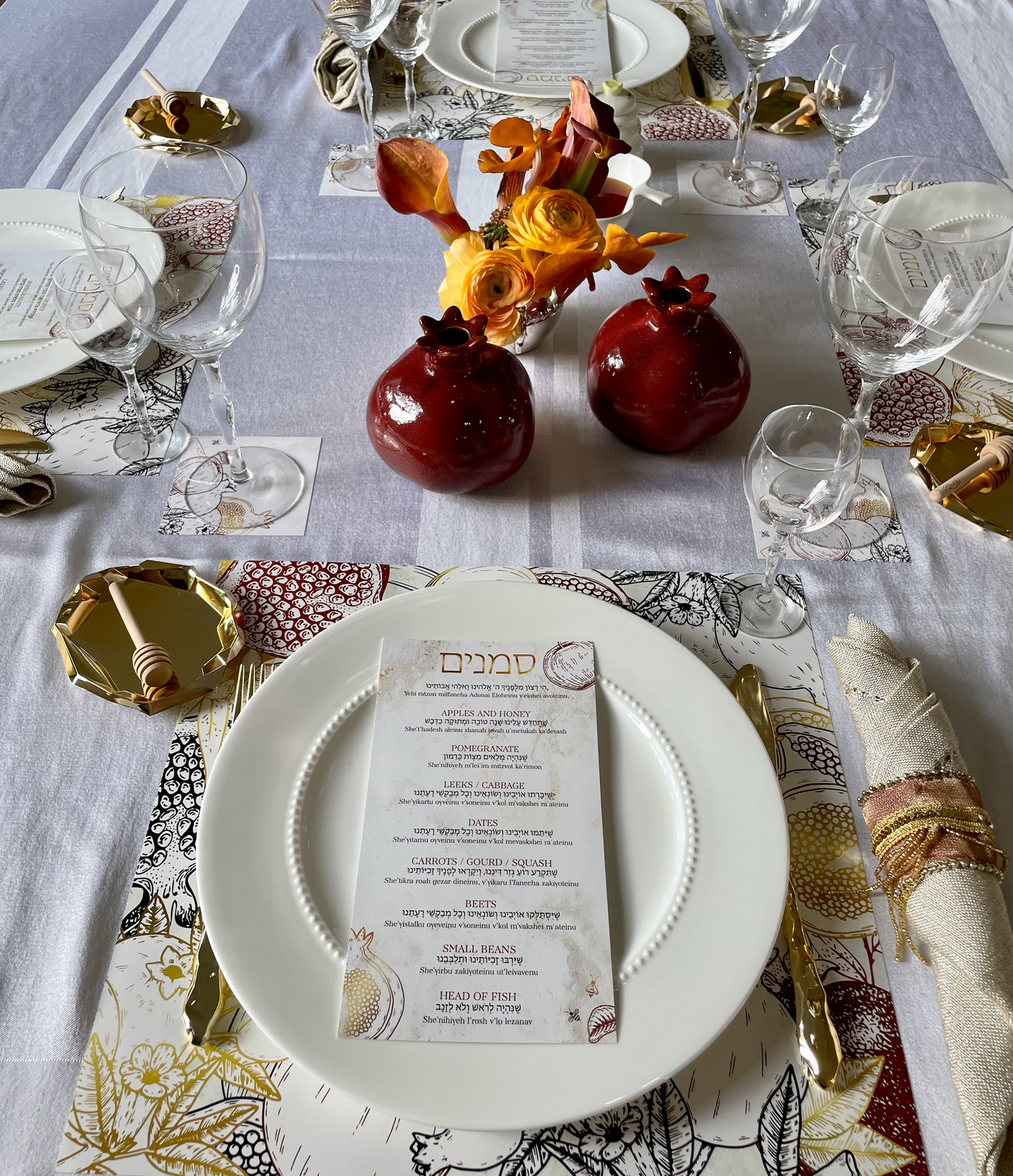 Rosh hashanah Simanim Cards — Pack of 12