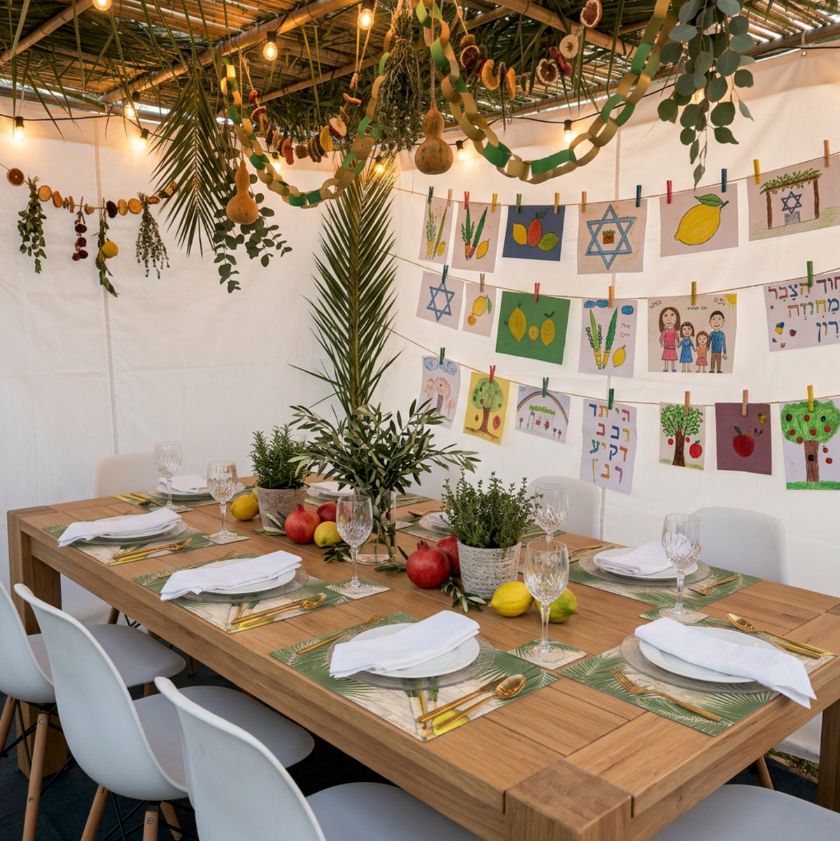 Sukkot Paper Placemat — Set of 12 with Matching Coasters