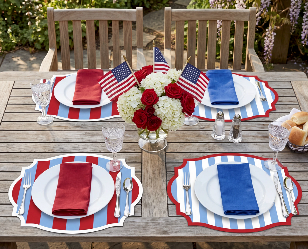 Vintage Frame Double Sided Paper Placemat — 3 Color Options