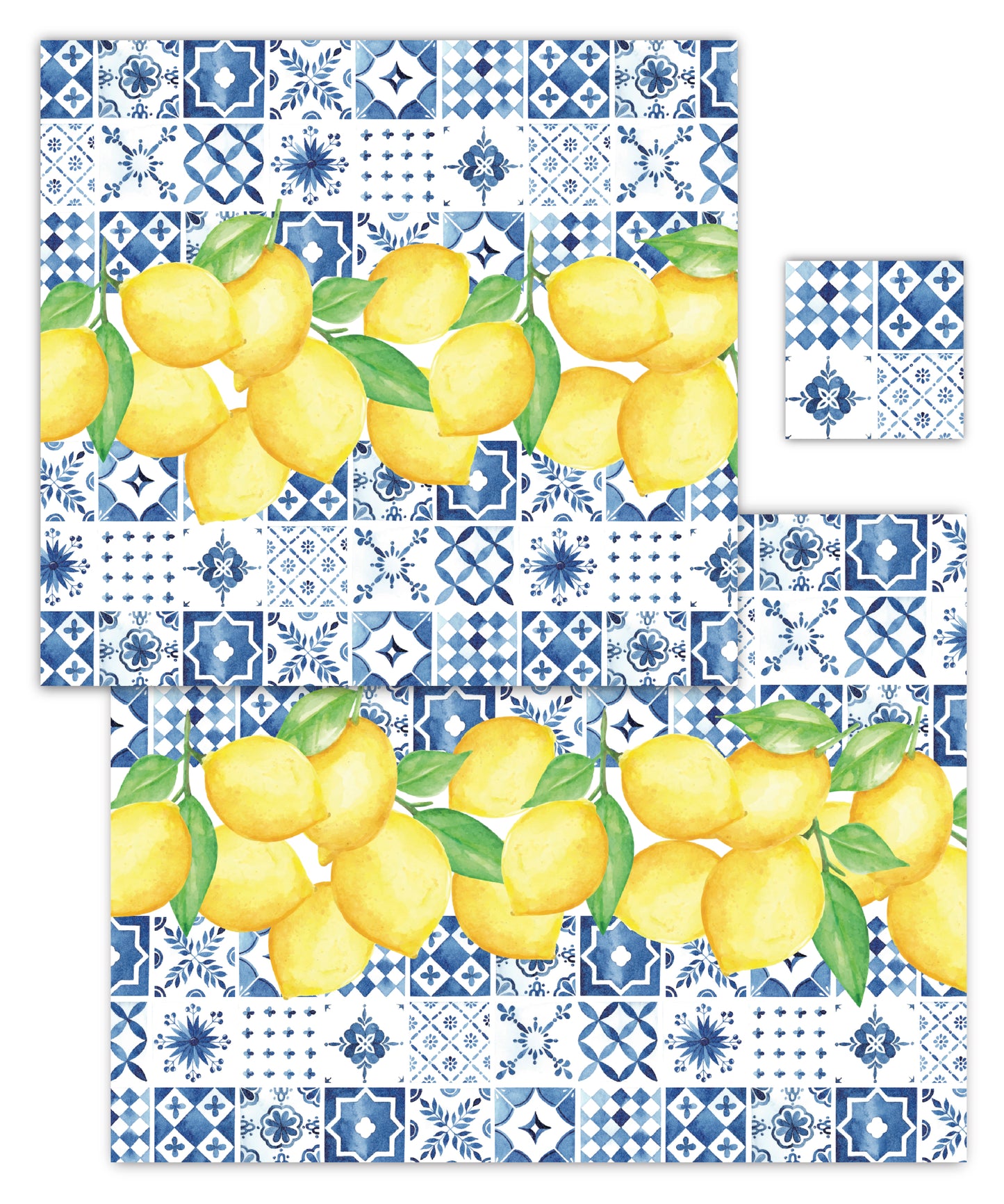 Amalfi Lemon Paper Placemat — Set of 12 with Matching Coasters