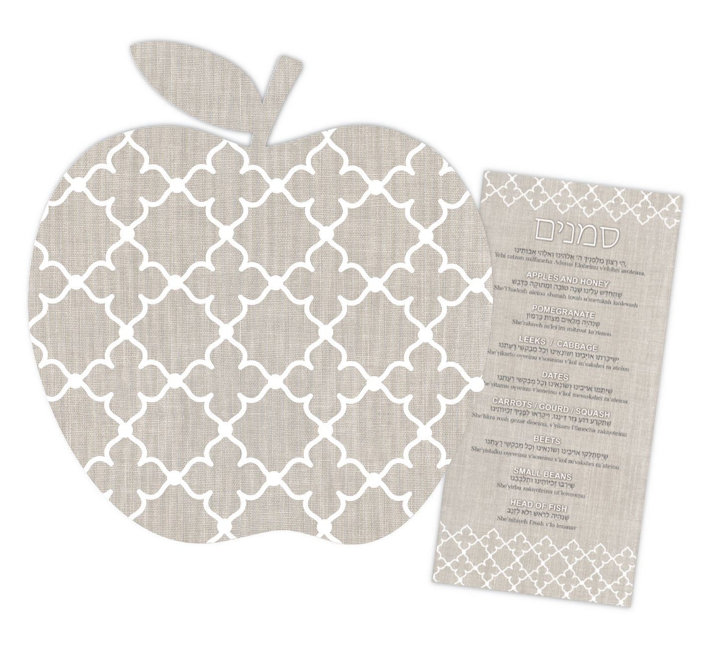 Rosh hashanah Ornamental Apple Table Accent with Simanim Cards — Set of 12