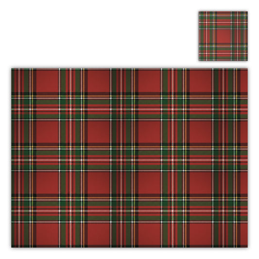 Christmas Plaid Paper Placemat — Set of 12 with Matching Coasters