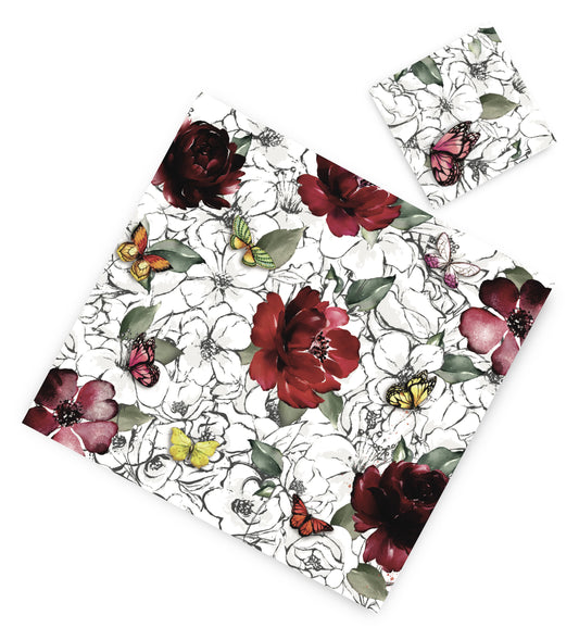 FLOWERS WITH BUTTERFLIES PAPER PLACEMATS