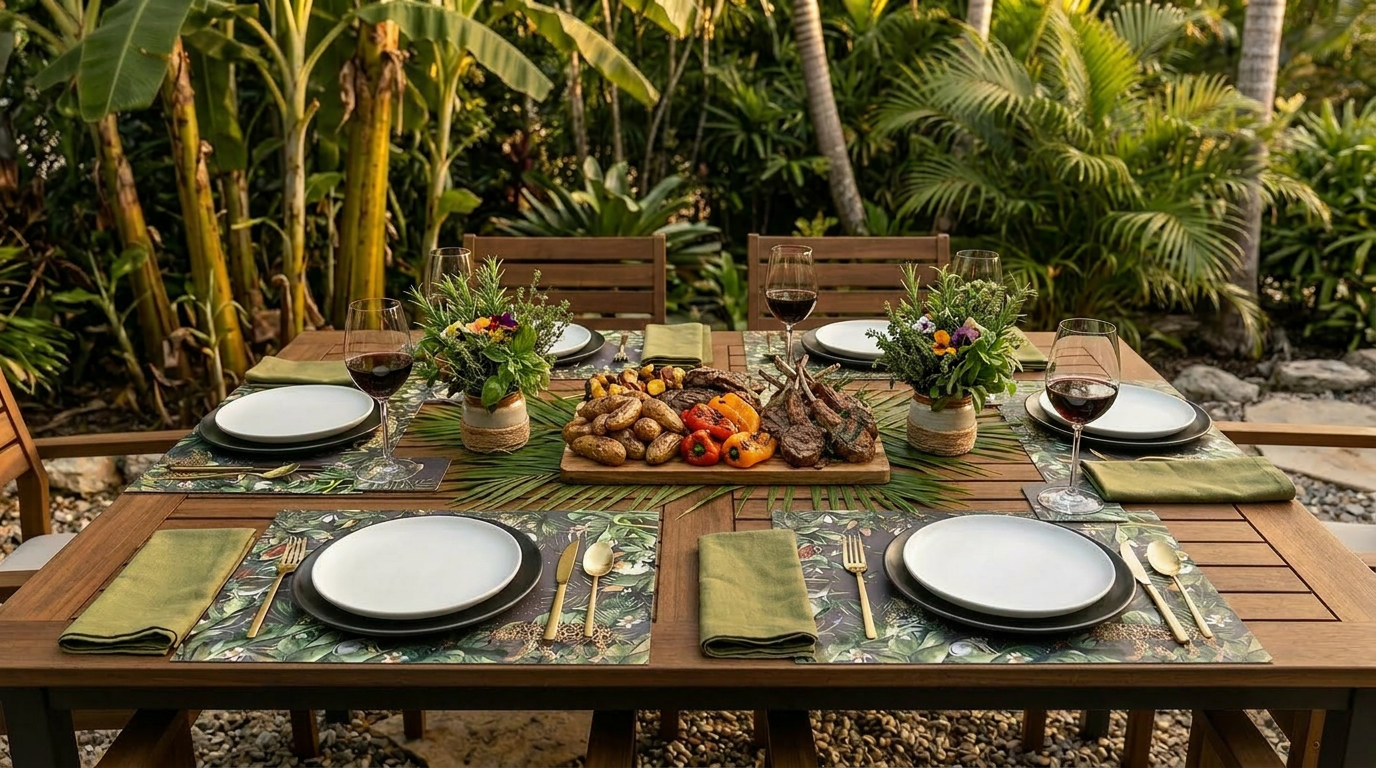 Jungle Life Paper Placemat — Set of 12 with Matching Coasters