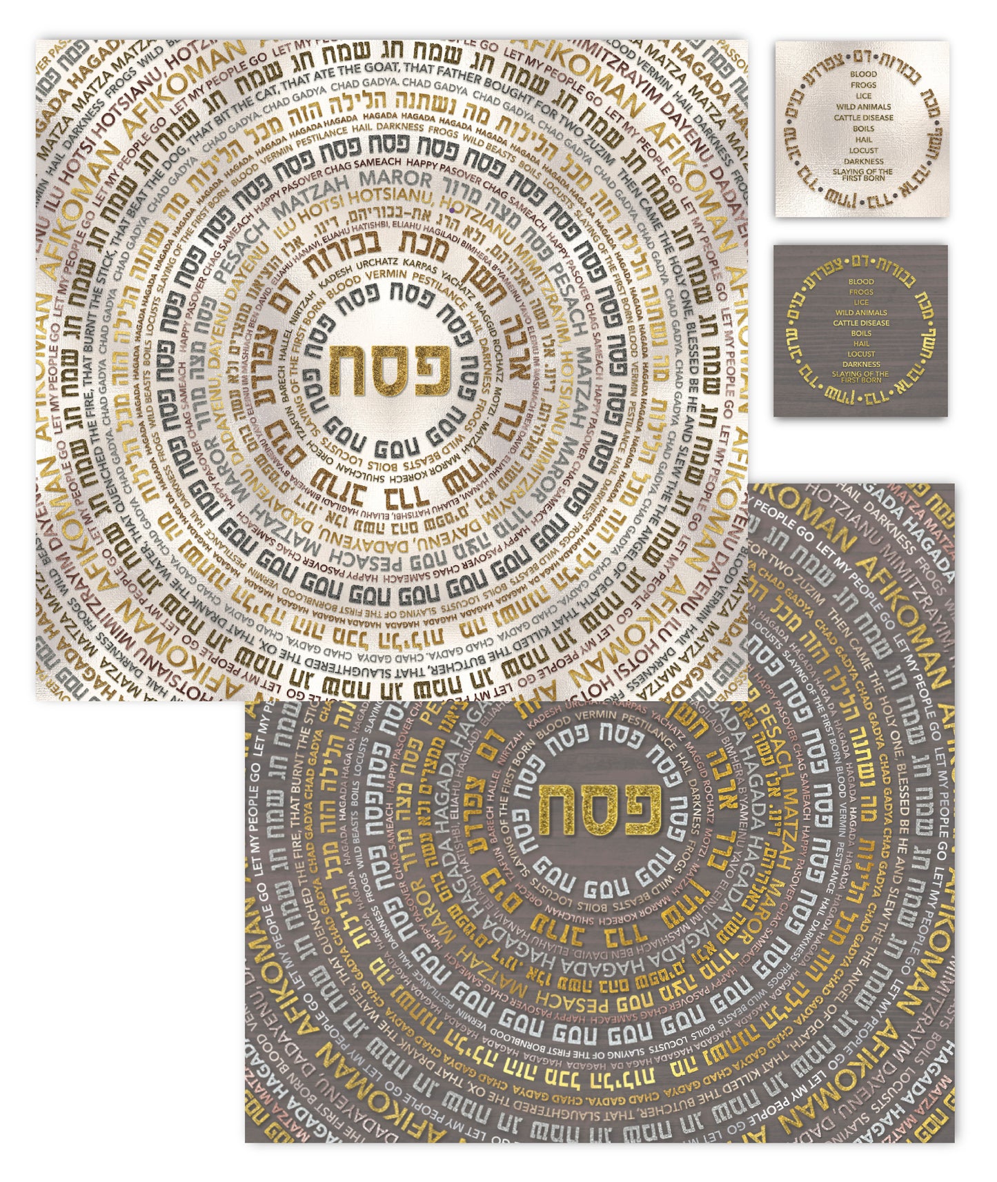 Passover Seder Placemat Set — Gold & Silver Edition